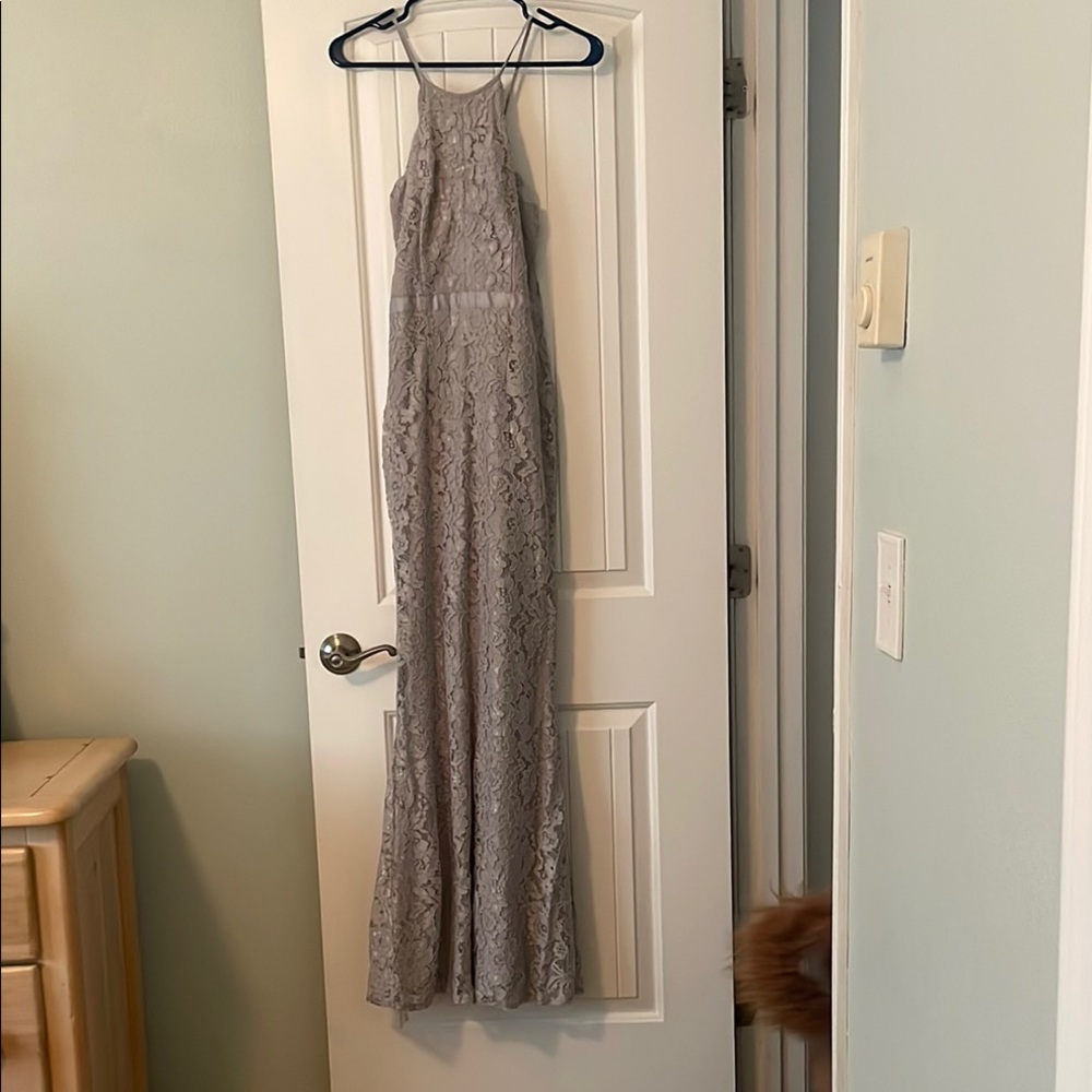 Elegant Gray Lace Dress